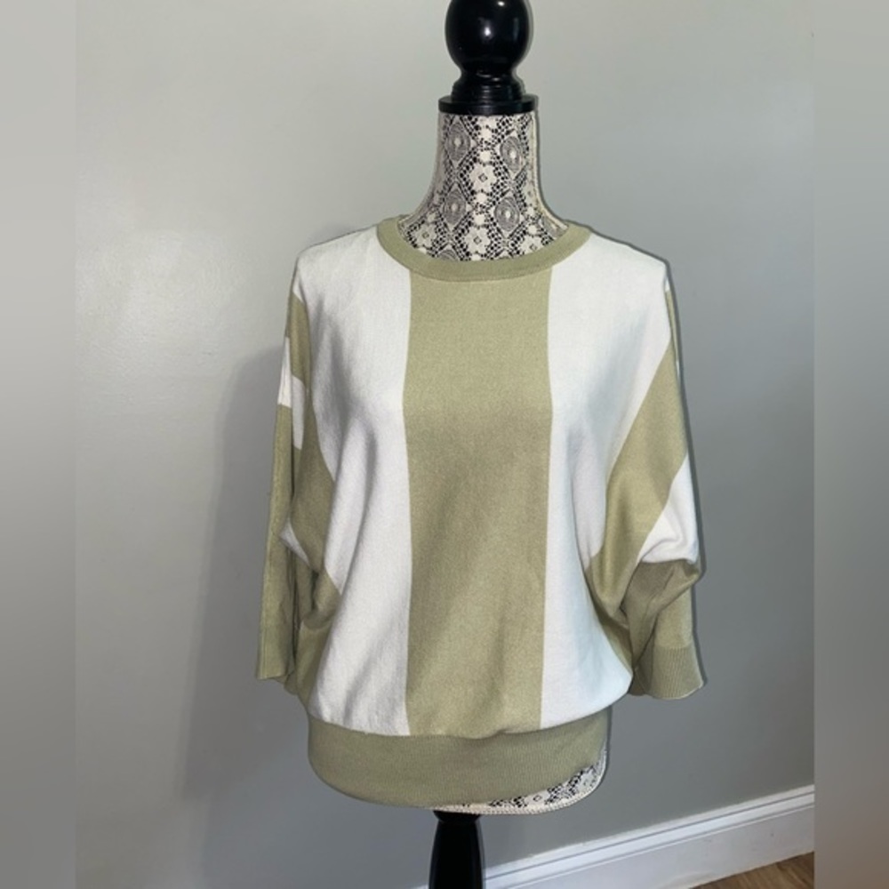 🛍️ Magaschoni Dolman Sleeve Striped Sweater - size‎ L